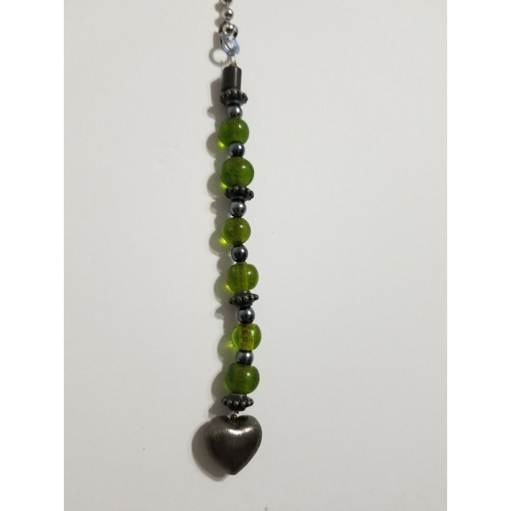 New silvertone green bead ceiling fan/ light pull combine f7